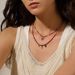 Bohemian Red Stone Beaded Necklace - Gold Plated Clavicle Chain Jewelry For Women & Girls_ipsvogv.com