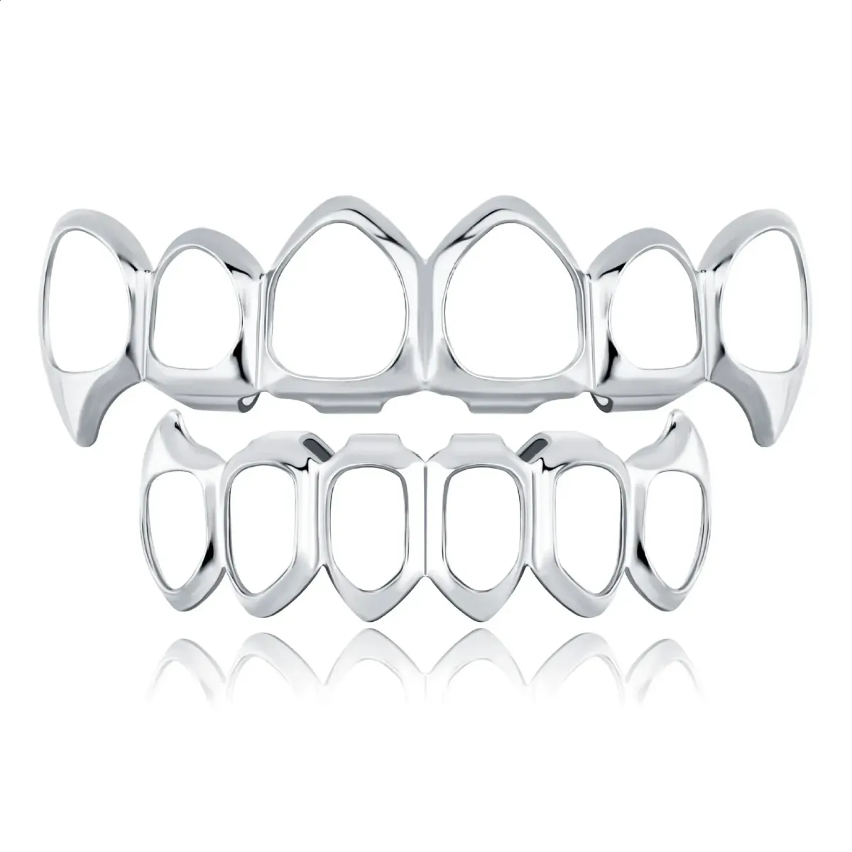 RACHELZ Fashion 6/6 Full Hollow Teeth 14K Gold Plated Tooth Caps Decor Braces Fangs Dental Grills For Men Women Jewelry_ipsvogv.com