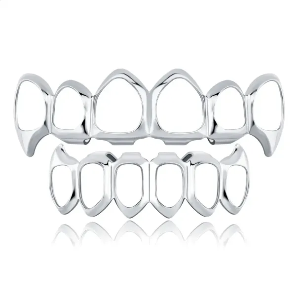 RACHELZ Fashion 6/6 Full Hollow Teeth 14K Gold Plated Tooth Caps Decor Braces Fangs Dental Grills For Men Women Jewelry_ipsvogv.com