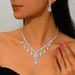 Women’s Jewelry Set Fashion Bridal Suits With Full Diamond Teardrop Shaped Diamond Necklace And Earrings Simple SuitsBridal Dress Accessories_ipsvogv.com