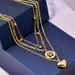 Temperament Accessory: Three Layer Collarbone Chain With Small Golden Beans, Full Diamond, Round Life Tree Pendant,_ipsvogv.com