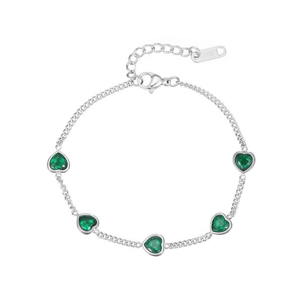 Women's Jewelry Fashion Bracelet Mini Heart Shaped Colored Zircon Niche High Grade Stainless Steel Jewelry_ipsvogv.com
