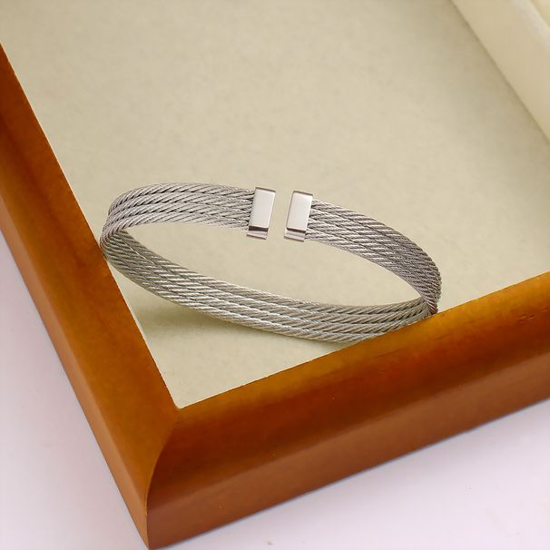 Men's Jewelry Twisted Steel Wire Open Bracelet Stainless Steel Color Retaining Personality Simple High End Bracelet_ipsvogv.com