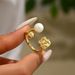 Geometric fashion OL women's inlaid pearl ring, niche pleated high-end design, open index finger ring_ipsvogv.com