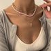 Jewelry Creative Small Mushroom Woven Flower For Women's Countryside Pearl Thin Chain Multi-layer Necklace_ipsvogv.com