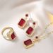 Necklace Female Korean Net jacinth Light Luxury Red Pendant Earrings Small perfume Bottle Set Collar Chain Jewelry_ipsvogv.com
