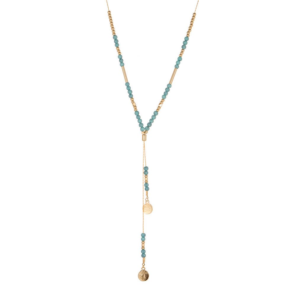 Turquoise Necklace For Women, Versatile Multi Layer Handmade Necklace, Bohemian Style Bead Necklace_ipsvogv.com