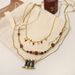 Women's Jewelry Fashion Retro INS Style Natural Stone Pendant Clavicle Necklace K Gold Plated Multi Layer Stacked Titanium Steel Necklace_ipsvogv.com