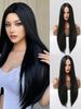 hot selling Black Long Straight Synthetic for Women Middle Part Hairline Natural Looking Wear Full Wig 26 Inches Daily Party_ipsvogv.com