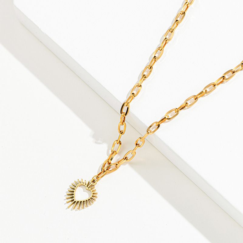 Women's Jewelry Stainless Steel Heart Sweater Chain Jewelry Personality Versatile K Gold Plated_ipsvogv.com