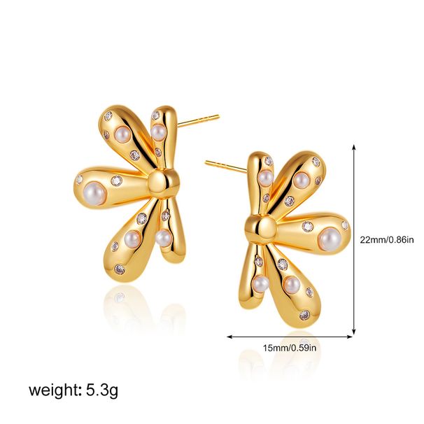 Women’s Jewelry Set Fashion Retro Exaggerated Flower Earrings Pearl Diamond Earrings INS Style Simple Symmetrical Earrings_ipsvogv.com