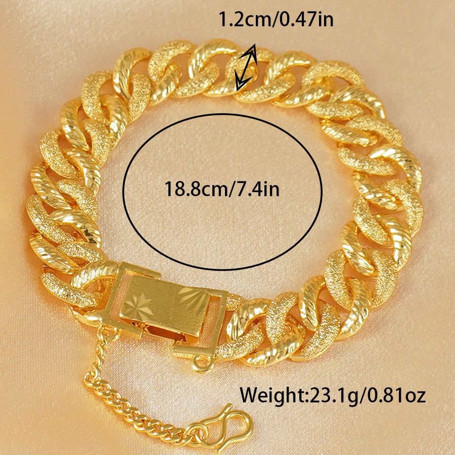 Luxurious Gold-plated Frosted Cuban Chain Bracelet Women, Hip-hop Style, Suitable For Weddings And Daily Glamorous_ipsvogv.com
