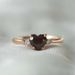 Three Heroes Set Heart Shaped Pigeon Blood Red Garnet Ring, Cute And Sweet, Rose Gold Plated Diamond Ring For Women_ipsvogv.com