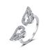 Korean Fashion Angel Wings Micro Set Zircon Women's Ring With Adjustable Opening Instagram_ipsvogv.com