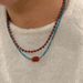 Yifei Red Agate Blue Phosphor Natural Niche High-end Layered Beaded Choker Necklace_ipsvogv.com