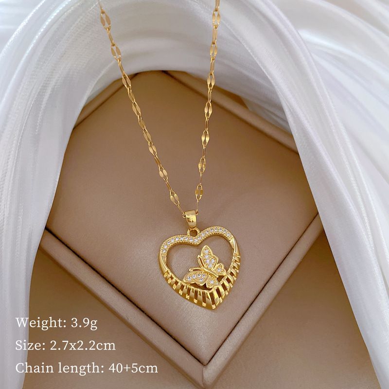 【 】 Butterfly Thread Sky Love Light Luxury Temperament Gorgeous Full Diamond Necklace Women's Versatile Clavicle_ipsvogv.com