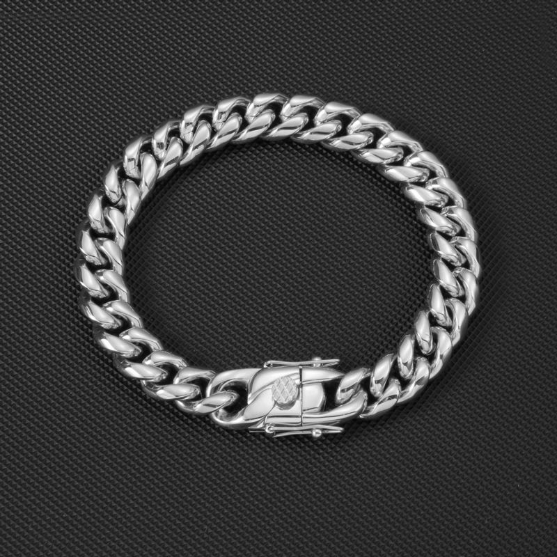 Stainless Steel Hip-Hop Niche Ins Trend Gold Vacuum Fashion Men's High-End Sense Dragon Head Buckle Cuban Bracelet_ipsvogv.com