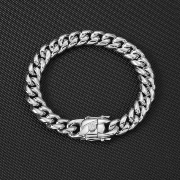 Stainless Steel Hip-Hop Niche Ins Trend Gold Vacuum Fashion Men's High-End Sense Dragon Head Buckle Cuban Bracelet_ipsvogv.com