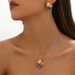 Geometric Light Style Women's Necklace Earring Set Versatile Inlaid Forest Earrings Long Neck Chain Luxury_ipsvogv.com