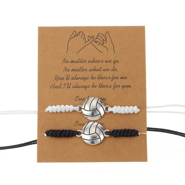 Couples Sports Bracelet Set - Black & White Braided (Super Bowl Fan Gift, Matching Pair)_ipsvogv.com
