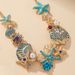 Beach Style Alloy Rhinestone Ocean Starfish Bracelet Shell Necklace Suitable For Women To Wear On Beach Vacations_ipsvogv.com