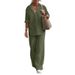 Women's clothing women's two-piece set women's lapel long-sleeved shirt spring and autumn casual solid color pants wide leg suit_ipsvogv.com