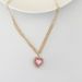 Creative simple temperament women's pink love necklace bracelet earrings ring set_ipsvogv.com
