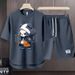 Men's Clothing 2024 Waffle Casual Summer Suit Men's Loose Teen Short sleeved T shirt Shorts Handsome Two piece Suit_ipsvogv.com