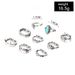 New Moon Lotus Elephant Turquoise 9-piece Joint Ring Set_ipsvogv.com