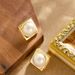 French Exquisite Fashion Small Fragrance Style Geometric Square Inlaid Pearl For Women With A Sense Of And Light Luxury_ipsvogv.com