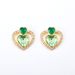Korean fahion new double heart green inlaid zirconium earring with exquiite and niche deign, high-end ear_ipsvogv.com