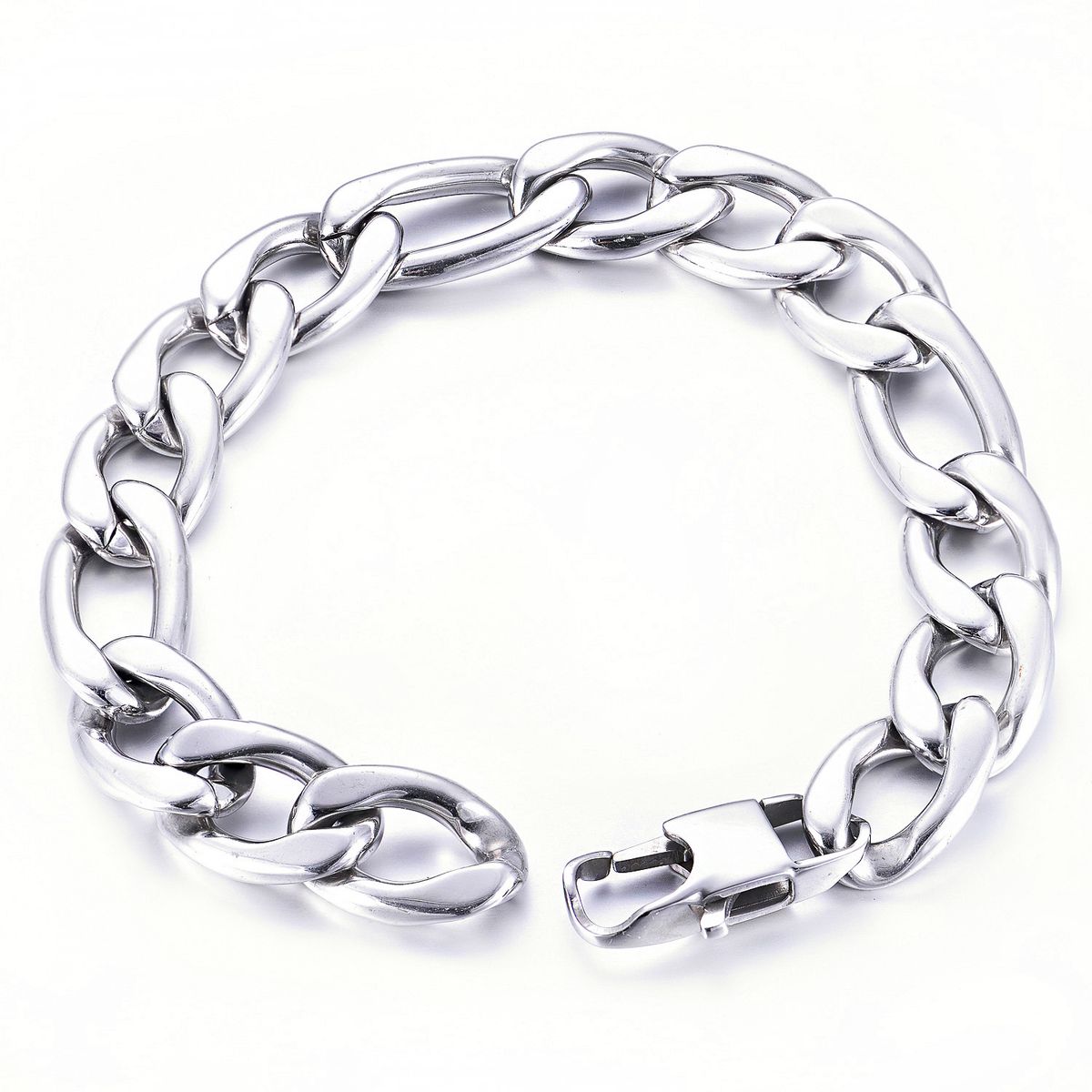 Men's Hip-Hop 3:1NK Simple Stainless Fashion Bracelet Titanium Steel Wide Flat Chain_ipsvogv.com