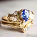 Sanjie Gold-plated Inlaid Blue Pair Ins Simple Water Droplet Women's Ring Floral Jewelry_ipsvogv.com