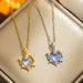 Beautiful temperament, Aurora love necklace, Korean version, light luxury, colorful crystal, stainless steel collarbone_ipsvogv.com