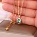 Cao Shi's New Fashion Necklace Upscale Blue Green Pendant Zircon Necklace Women's Jewelry_ipsvogv.com