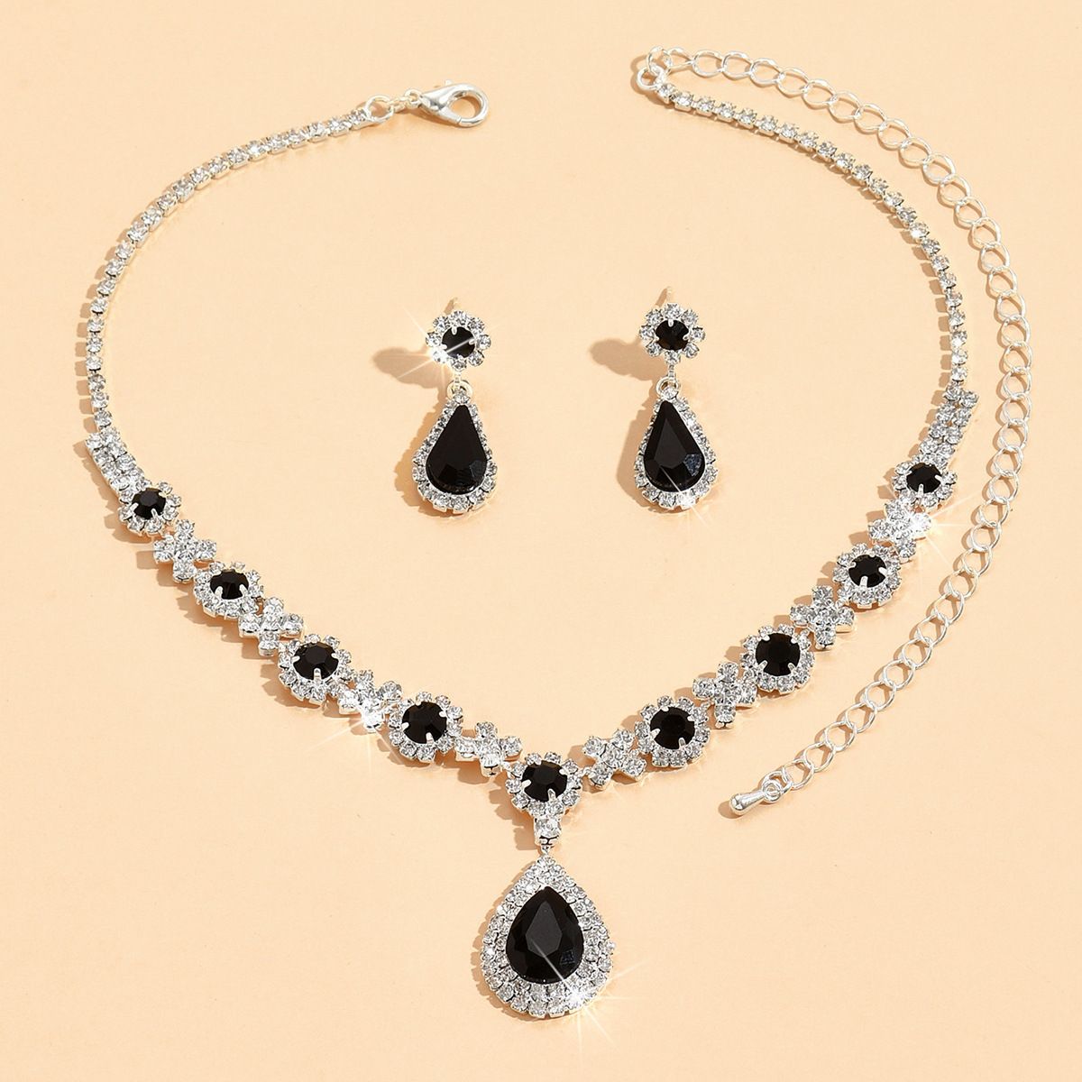 Special Price! Fashionable New Jewelry Wholesale High End Crystal Gemstone Water Drop Necklace Earrings Set_ipsvogv.com