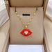 Flame 【 】 Red Lips Zircon Light Luxury Charm Gorgeous Full Diamond Necklace Women's Versatile Clavicle Titanium Steel 【 】_ipsvogv.com
