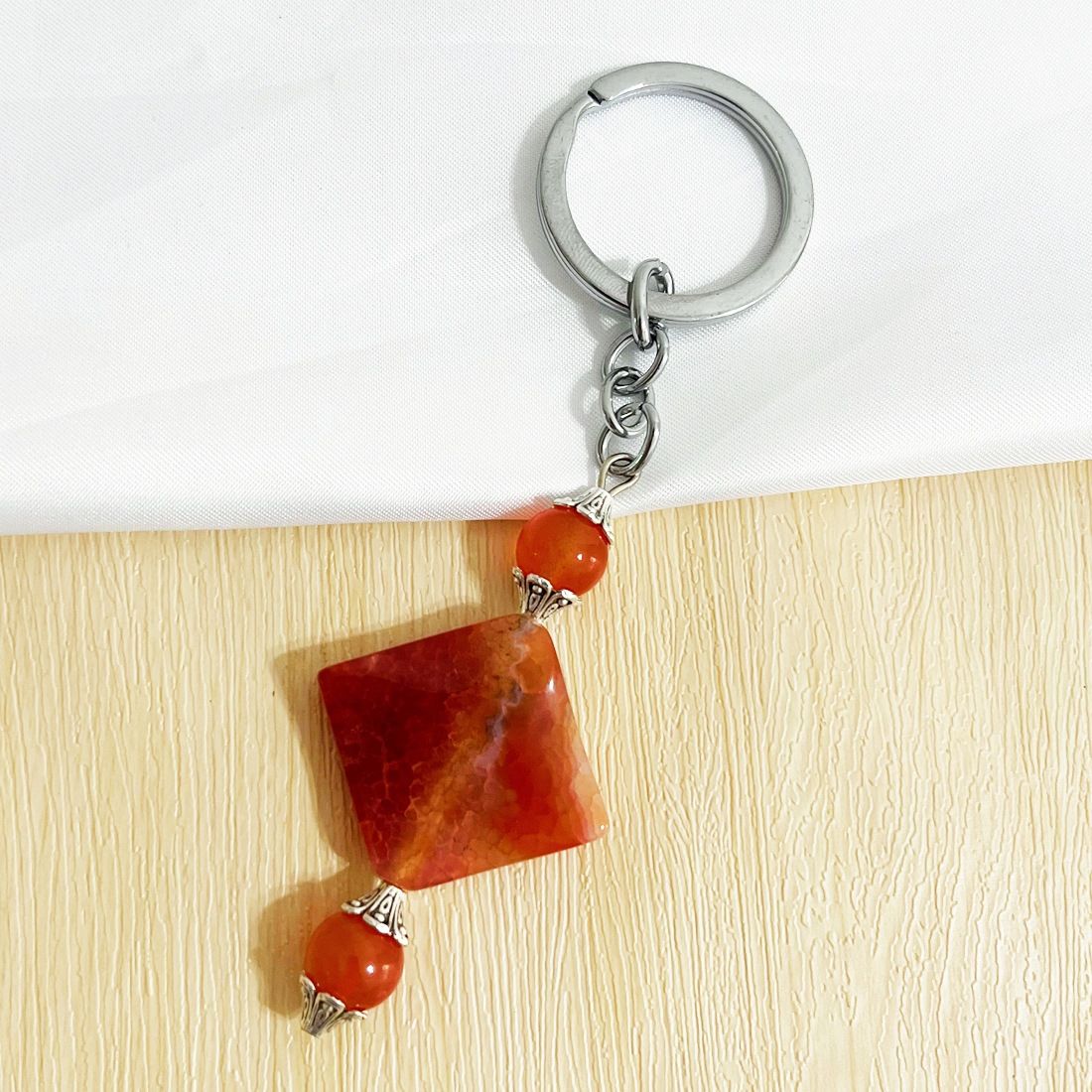 Natural Stone Square Agate Key Chain Pendant Bag Pendant Accessories_ipsvogv.com