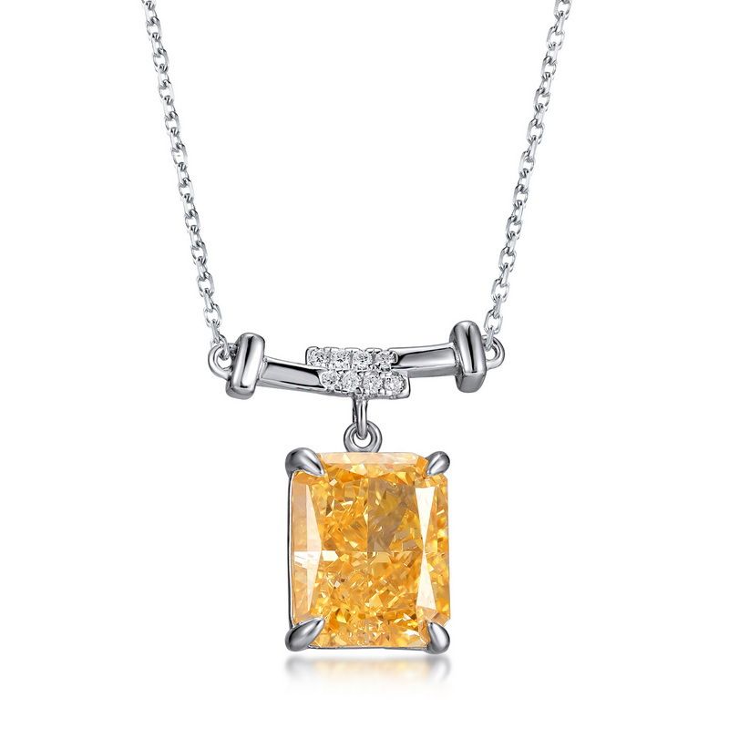 new Product S925 Silver Ice Flower Cut High Carbon Diamond Necklace Fashionable Simple Geometric Sugar Cube Clavicle Chain Female_ipsvogv.com