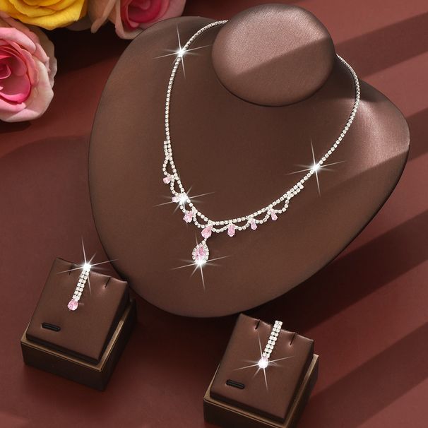 Women’s Jewelry Set Fashion Bridal Set Necklace Earrings Set Zircon Water Drop Wedding Jewelry Evening Dress Accessories_ipsvogv.com