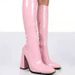 Women's Cowboy Boots new pointed toe thick heel bright leather high heel long boots for women side zipper solid color knight boots_ipsvogv.com