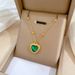 Full Body 【 Titanium Steel 】 Green Love Female Niche Design Minimalist Pendant Short Collarbone Chain Korean Version 【 】_ipsvogv.com