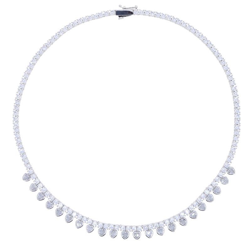 Women's Jewelry Set Fashion New Tennis Chain Inlaid With Heart Shaped Zircon Ladies Hip Hop Necklace_ipsvogv.com