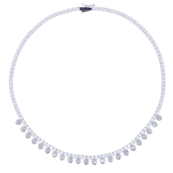 Women's Jewelry Set Fashion New Tennis Chain Inlaid With Heart Shaped Zircon Ladies Hip Hop Necklace_ipsvogv.com