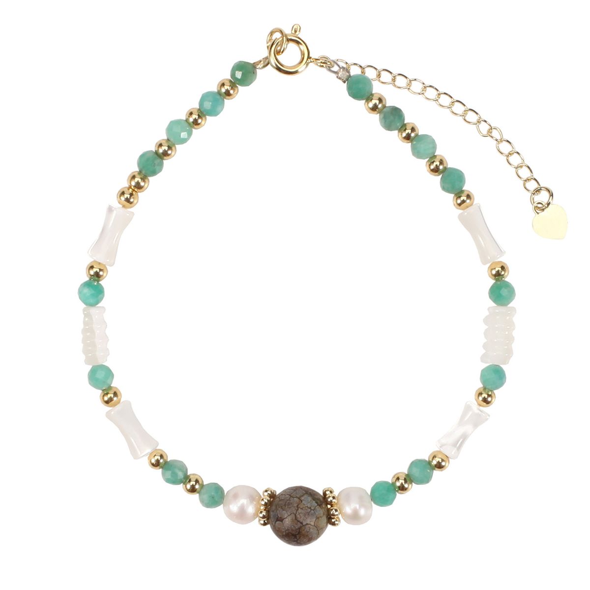Agate Natural Stone Freshwater Pearl Bamboo Shell Bracelet Female Beads Adjustable_ipsvogv.com