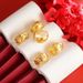 Eight Pointed Star Sand Gold High-end Earrings, Women's Style, Light Luxury, Fashionable, Simple, Striped, Leaf_ipsvogv.com