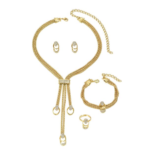 Women’s Jewelry Set Fashion Simple And Fresh Necklace And Earrings Set Inlaid With Diamonds Niche Design Clavicle Chain All Match Index Finger Ring_ipsvogv.com