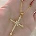 Star Cross Diamond zircon necklace female sweet cool style hot girl light luxury niche high-grade texture clavicle chain necklace_ipsvogv.com