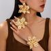 This Week 3D Large Flower Exaggerated Bracelet Simple Fashion Accessories Necklace Earring Set For Women_ipsvogv.com
