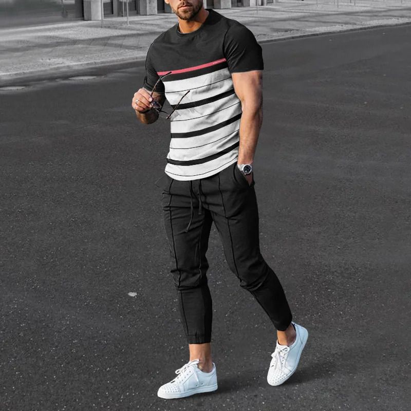 Men's Clothing loose sports suit 3D digital printing personalized fashion short-sleeved trousers_ipsvogv.com